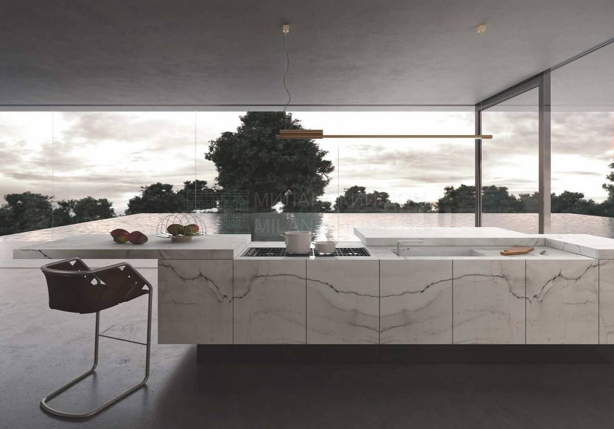 Кухня с фасадом из камня, металла или керамики K-IN / K-OUT Marble из Италии фабрики ROSSANA