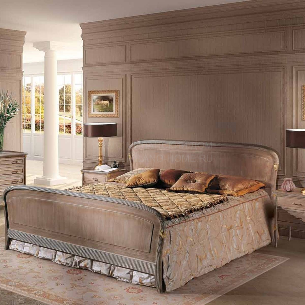 Кровать с деревянным изголовьем Ravel/3010-P21 из Италии фабрики ANGELO CAPPELLINI 