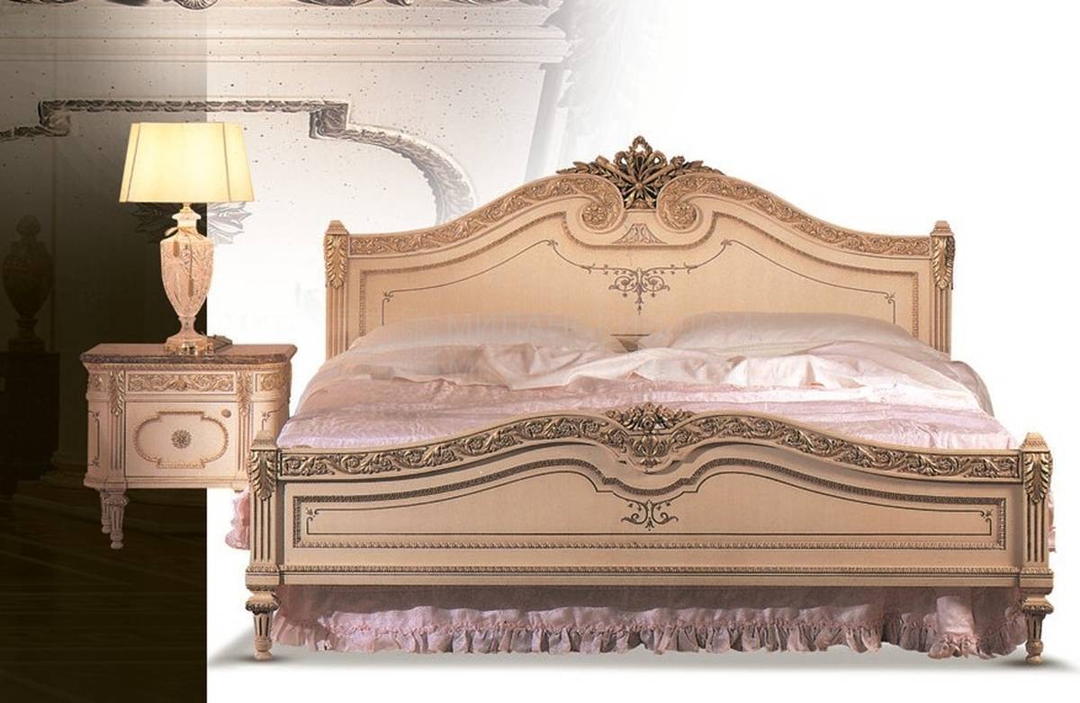 Кровать с деревянным изголовьем Gioella/E5652 из Италии фабрики OAK
