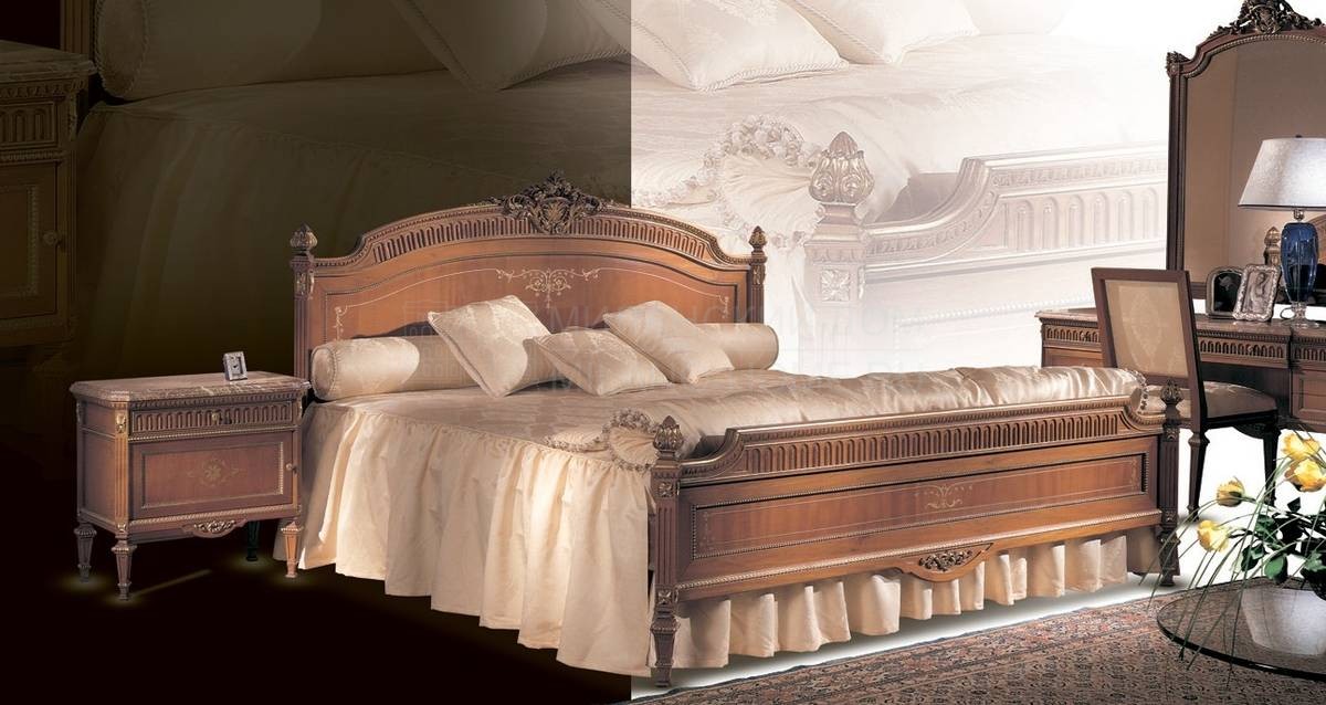 Кровать с деревянным изголовьем Greta/E5602 из Италии фабрики OAK