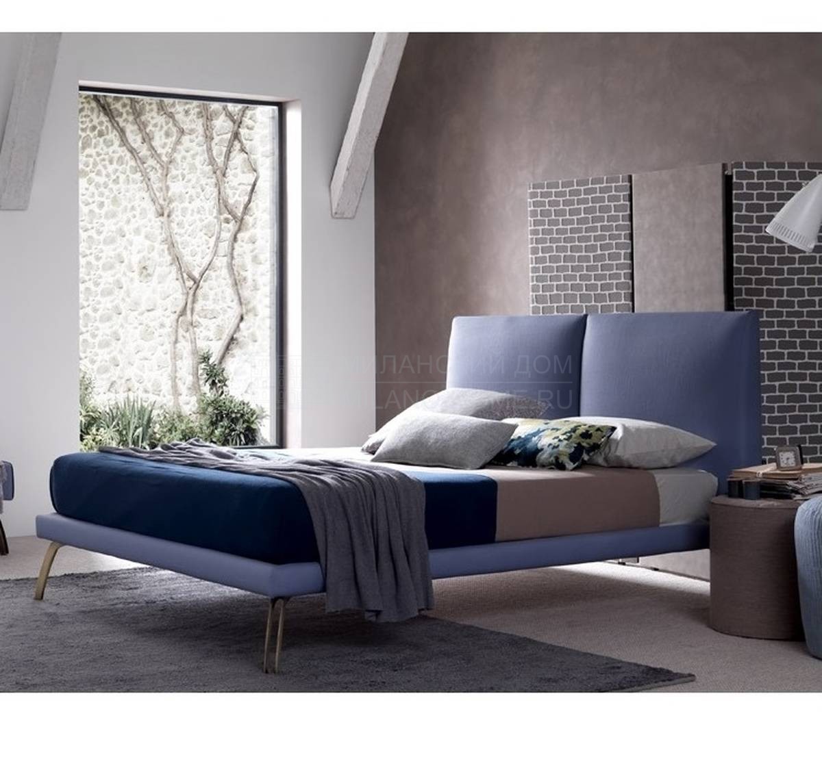Кровать с мягким изголовьем Tallis Sottile из Италии фабрики BOLZAN