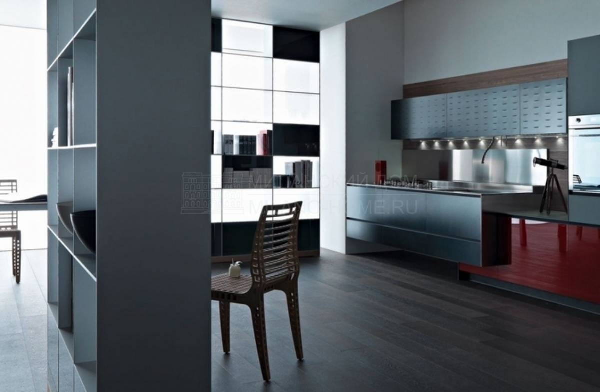 Кухня глянцевая Red-black lacquered aluminium из Италии фабрики VALCUCINE