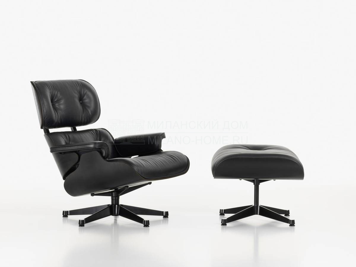 Кожаное кресло Lounge Eames Chair & Ottoman из Швейцарии фабрики VITRA