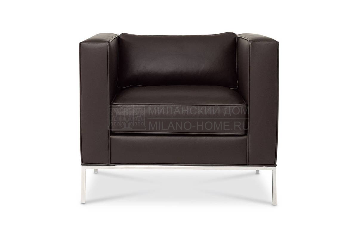Кожаное кресло Tufted Square Lounge Chair из США фабрики BOLIER