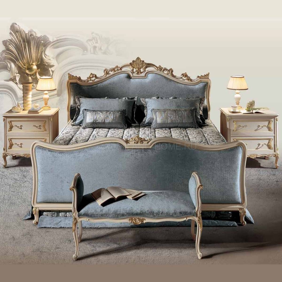 Кровать с мягким изголовьем Wagner/7610-21 из Италии фабрики ANGELO CAPPELLINI 