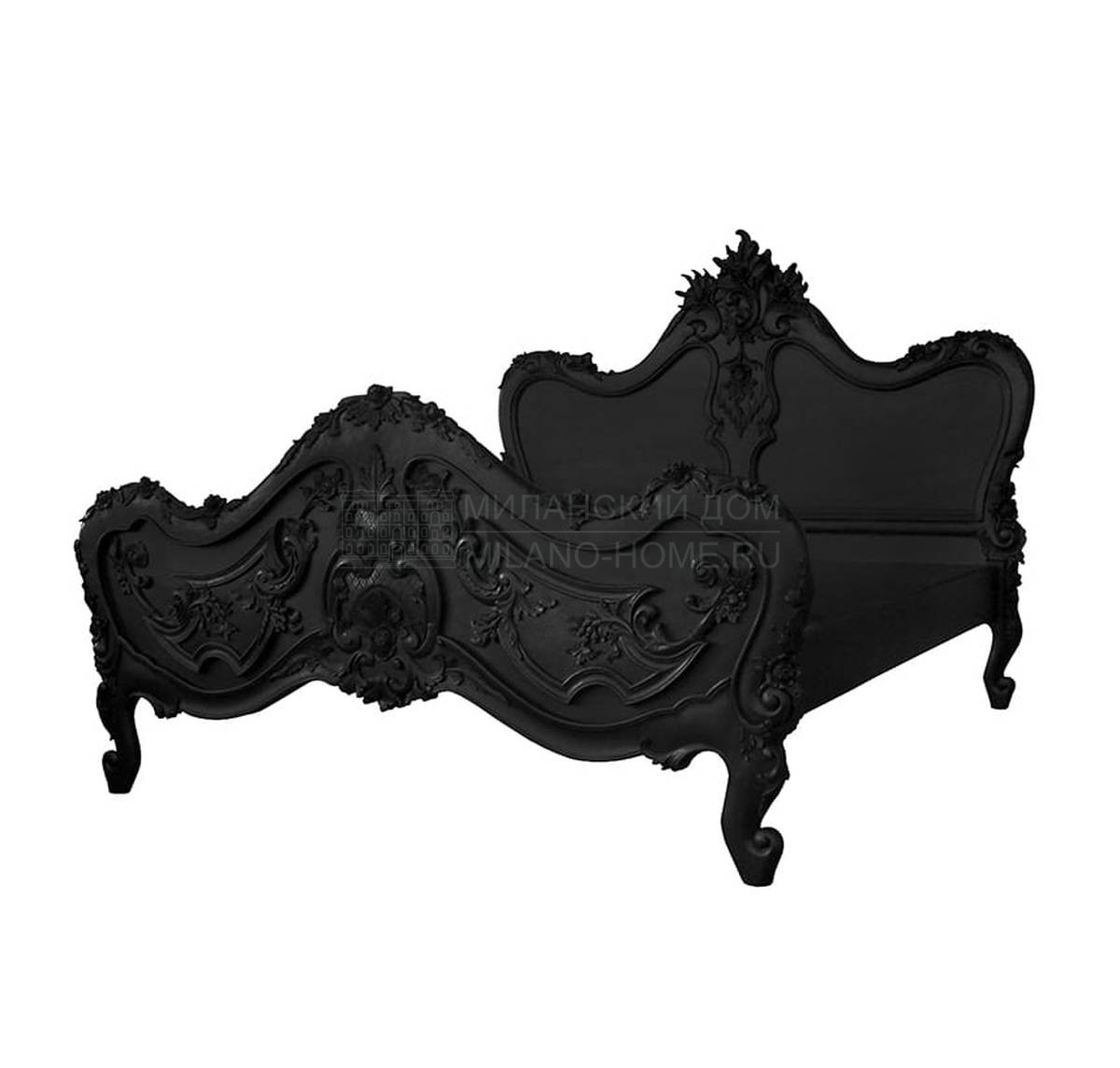 Кровать с деревянным изголовьем Black Baroque bed из Великобритании фабрики JIMMIE MARTIN