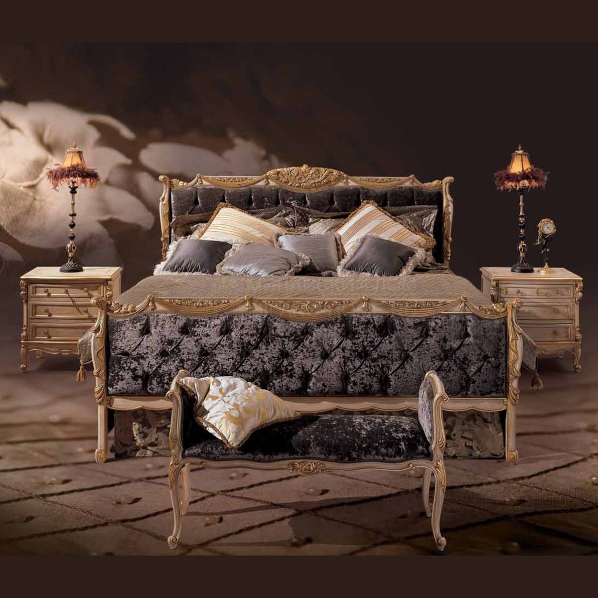 Кровать с мягким изголовьем Schumann/12300-21 из Италии фабрики ANGELO CAPPELLINI 