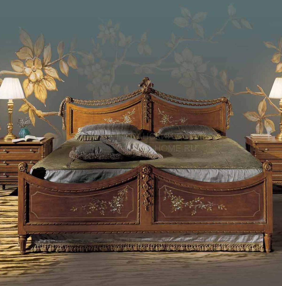 Кровать с деревянным изголовьем Ponchielli art.7600-P21 из Италии фабрики ANGELO CAPPELLINI 