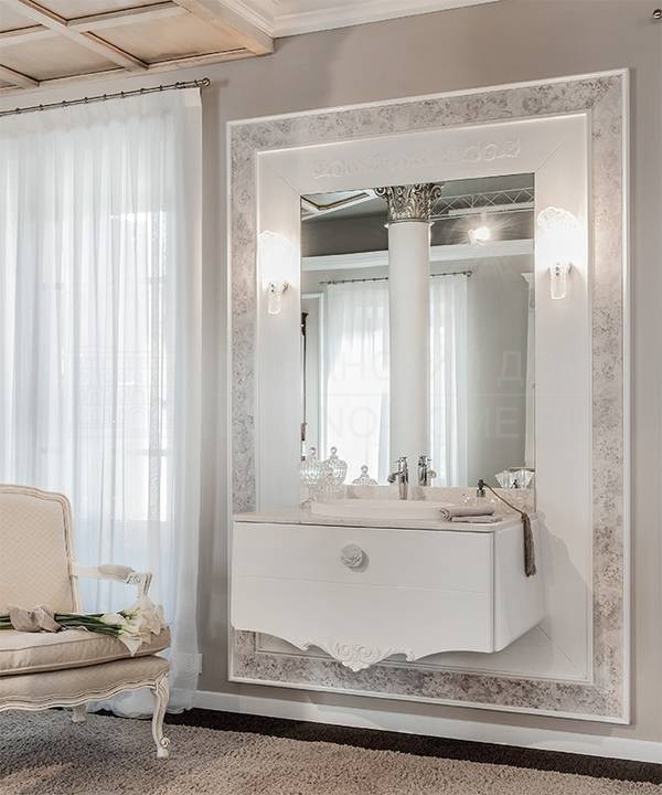 Комплект мебели TAMIGI pennellato biancolatte lucido, cornice specchio radica из Италии фабрики ARCARI
