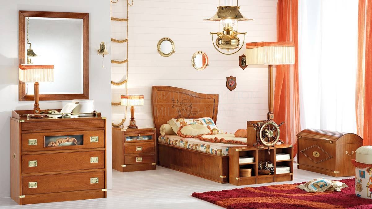 Кровать с деревянным изголовьем Pirata/538 из Италии фабрики CAROTI