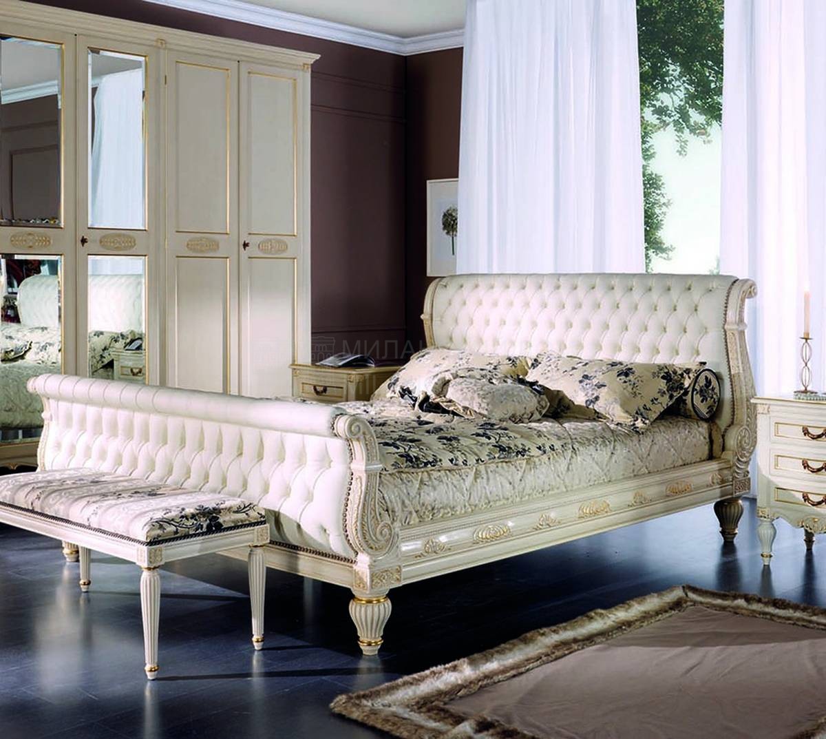Кровать с комбинированным изголовьем 5130 из Италии фабрики MEGAROS