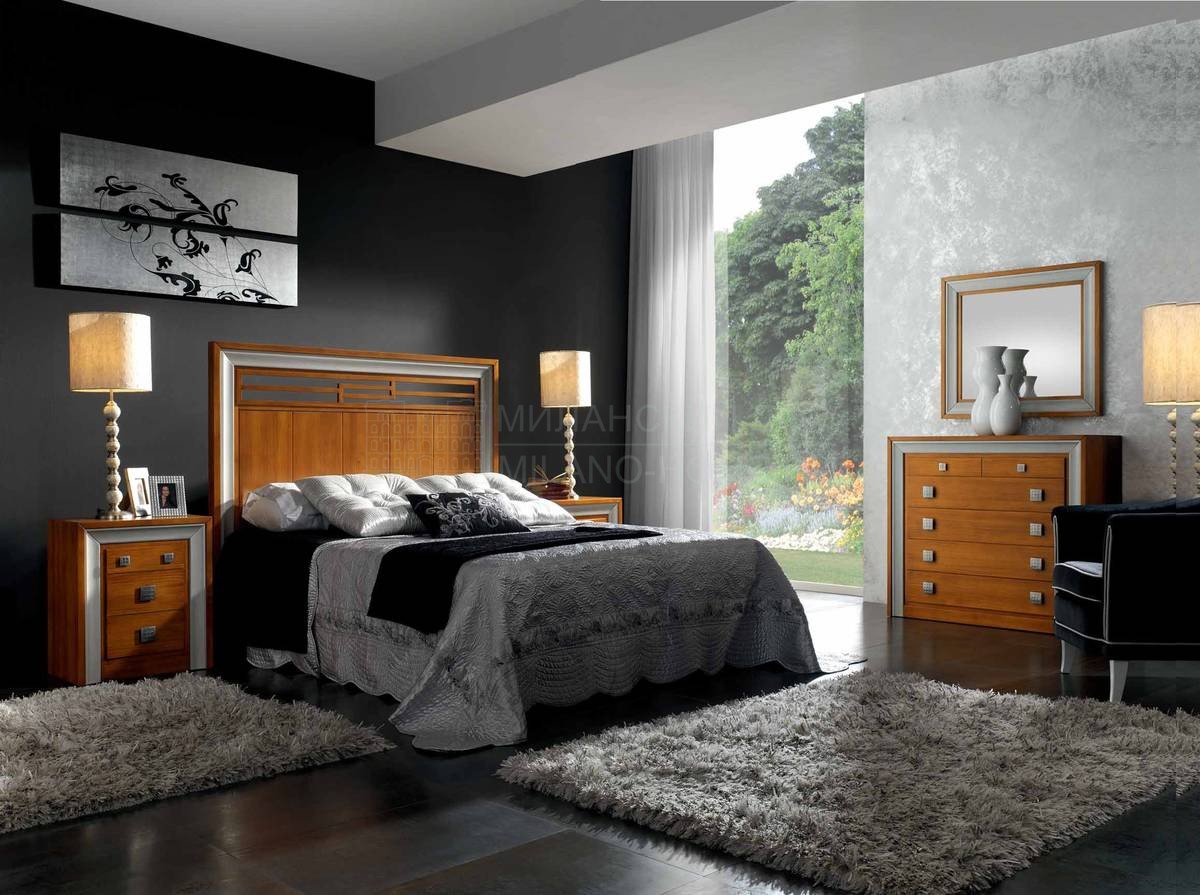 Кровать с деревянным изголовьем Galiano collection/05 bed из Испании фабрики MUGALI