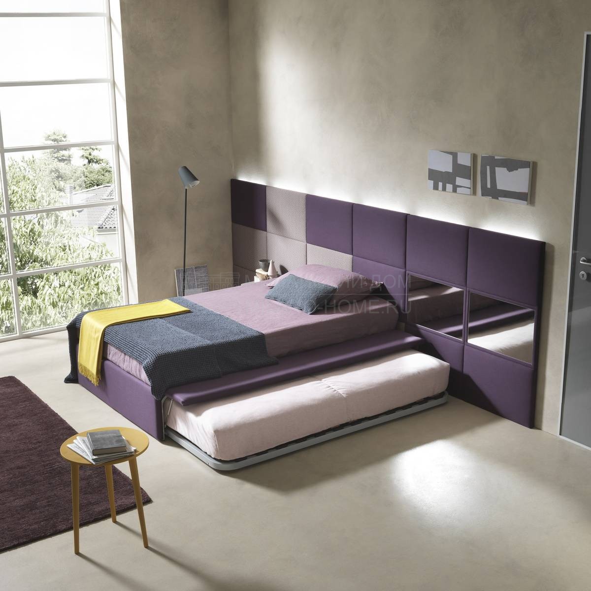 Кровать с мягким изголовьем Line из Италии фабрики BOLZAN