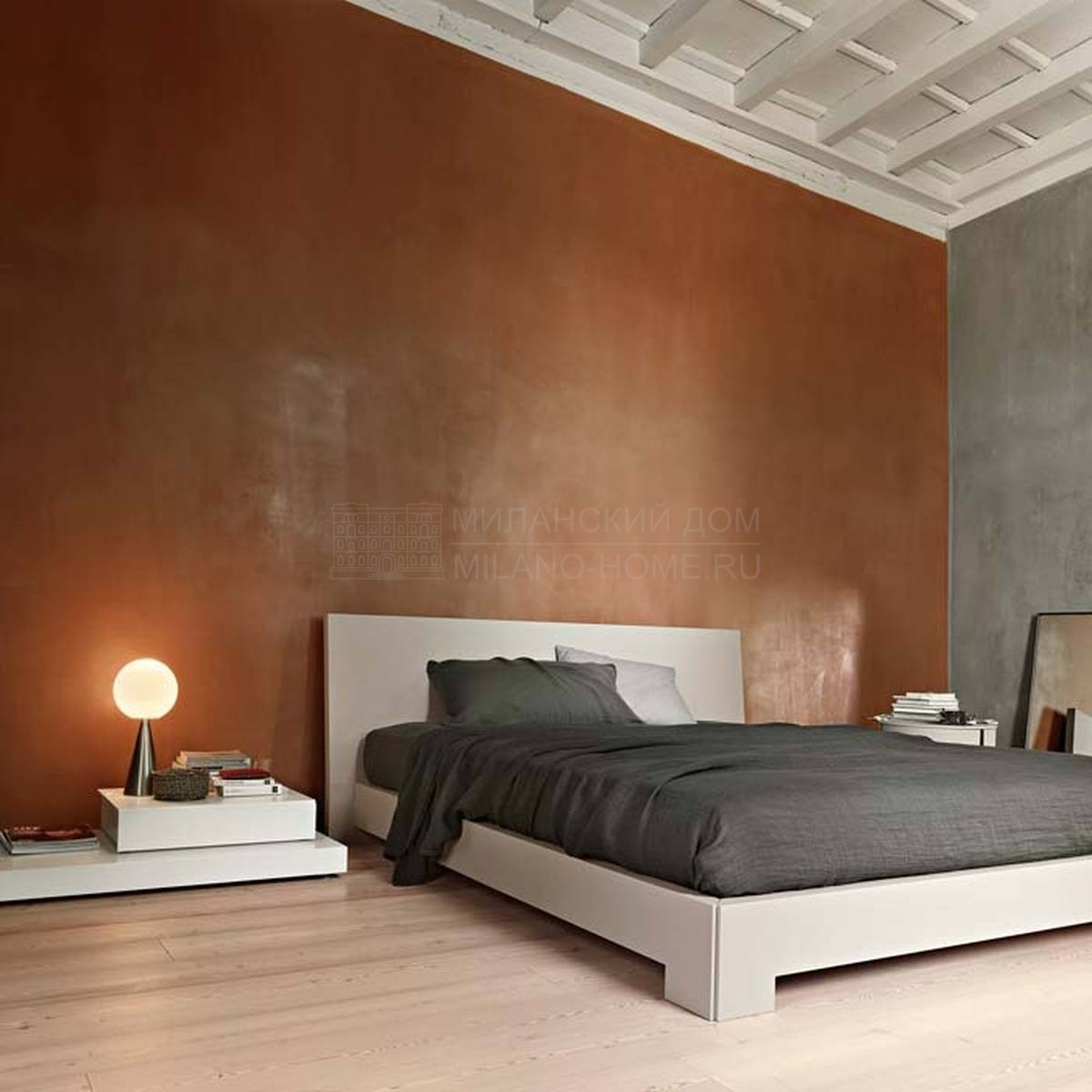 Кровать с деревянным изголовьем Quaranta/bed из Италии фабрики LEMA