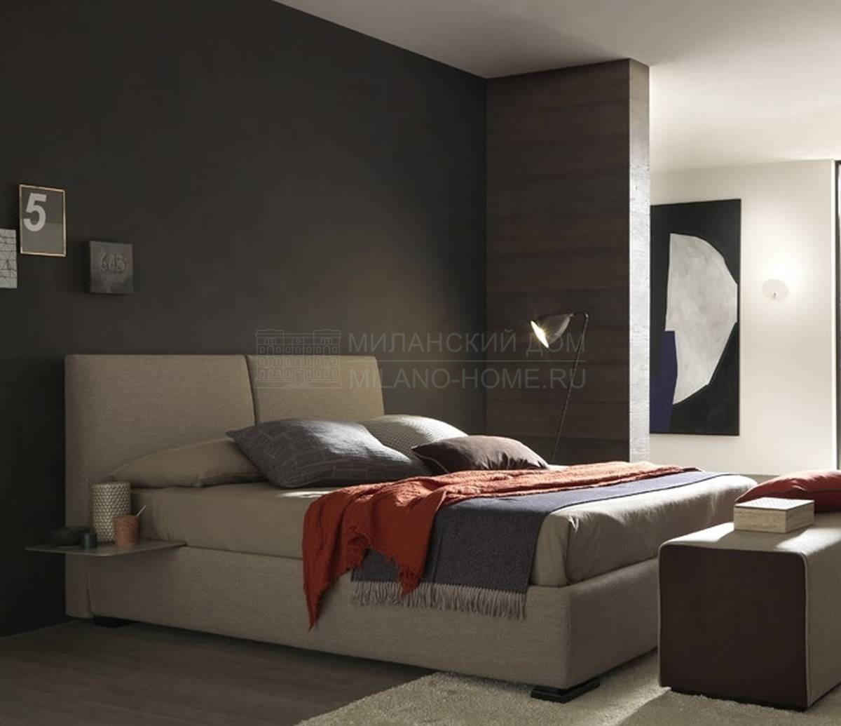 Кровать с мягким изголовьем Tallis Box из Италии фабрики BOLZAN