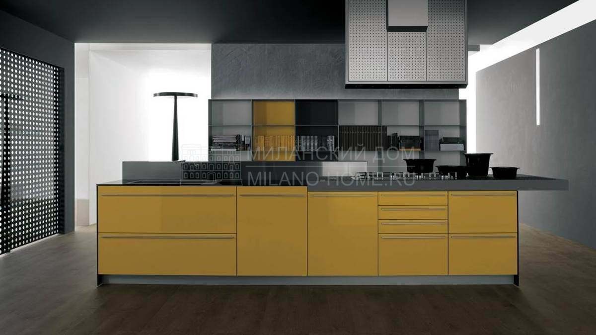 Кухня с островом Laccato giallo terra lucido из Италии фабрики VALCUCINE