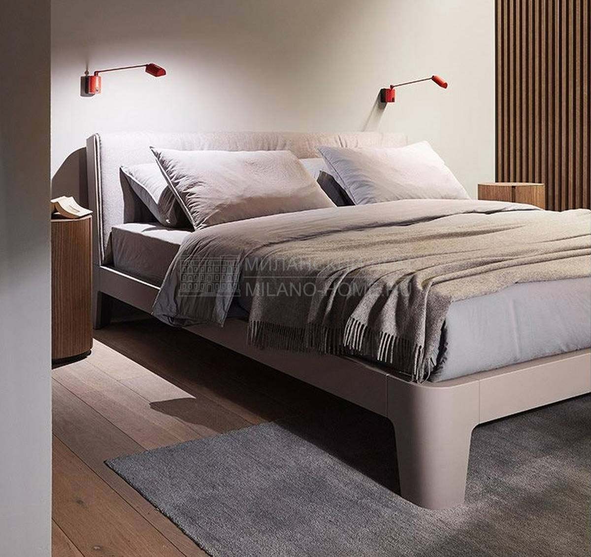 Кровать с комбинированным изголовьем Winker wood из Италии фабрики MERIDIANI Кровать с комбинированным изголовьем Winker wood из Италии фабрики MERIDIANI